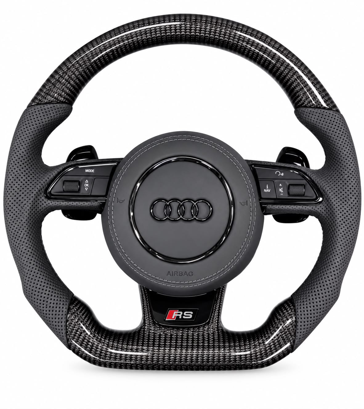 Volan Audi RS Carbon Flat-Bottom – Compatibil A4 B8/B8.5, A5 B8/B8.5